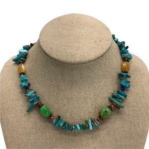 BARSE Turquoise Choker Necklace925 Silver Beaded Multicolor